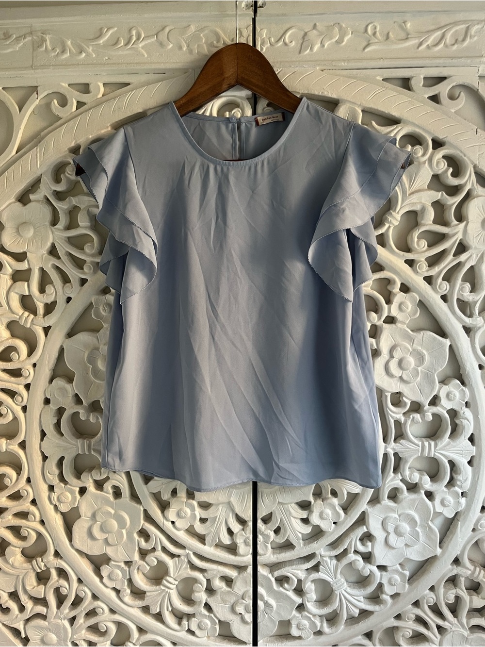 Sunday Best Light Blue Flutter Sleeve Blouse Top Size S